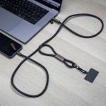 Шнурок-держатель для телефона с зарядным кабелем USB-C на USB-C/Lightning Lany Eco Charge, серый