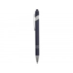 Ручка металлическая soft-touch шариковая со стилусом Sway, темно-синий/серебристый