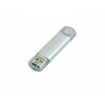 USB-флешка на 64 ГБ.c дополнительным разъемом Micro USB, серебро