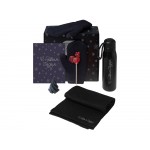 Подарочный набор с варежками, шарфом и термосом, черный