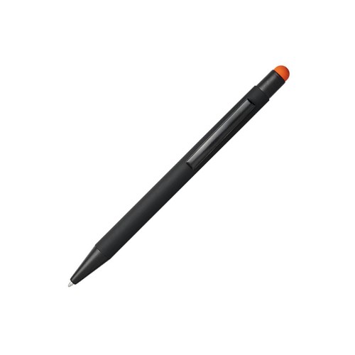 Резиновая шариковая ручка-стилус Dax, черный/оранжевый