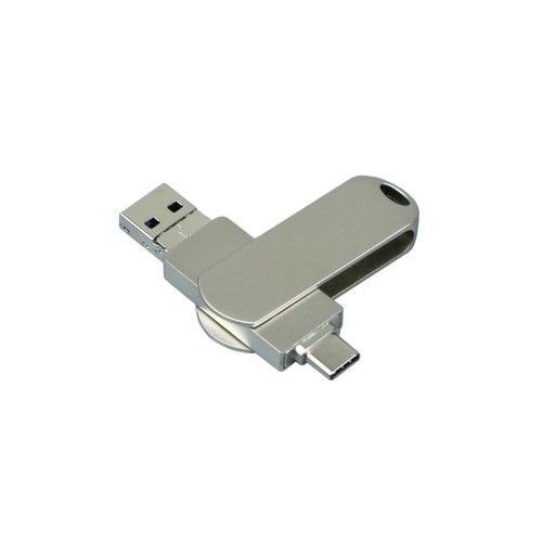 Металлическая флешка для айфона 3 в 1 (i-flash_TYPEC_3_in_1.32.S, I= 32 Гб USB 3.0, Металлический корпус. Без перс.)