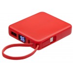 Внешний аккумулятор со встроенным кабелем USB-C Дэнси, 5000 мАч, красный