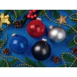Стеклянный елочный шар Christmas bauble, черный металлик, с серебристым колпачком в черной коробке