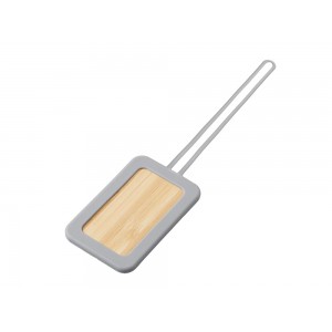 Бамбуковая багажная бирка с силиконовым чехлом Тагу, серый