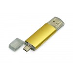 USB-флешка на 16 Гб.c дополнительным разъемом Micro USB, золотой