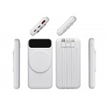 Магнитный беспроводной внешний аккумулятор со встроенными кабелями Мэни,быстаря зарядка, 10000 мАч, белый