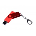 USB-флешка на 16 Гб 3 в 1 поворотный механизм, c двумя дополнительными разъемами MicroUSB и TypeC C с одноцветным металлическим клипом, красный