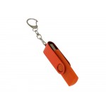 USB-флешка на 32 Гб 2 в 1 поворотный механизм, c дополнительным разъемом Type-C с одноцветным металлическим клипом, оранжевый