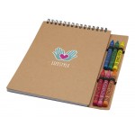 Doodle блокнот формата А5 с мягкой обложкой на спирали и набор мелков - Натуральный