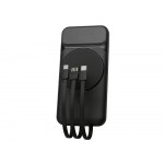 Магнитный беспроводной внешний аккумулятор со встроенными кабелями Мэни,быстаря зарядка, 10000 мАч, черный