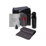 Подарочный набор с варежками, шарфом и термосом, серый