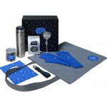 Подарочный набор с перчатками, термосом и чаем, синий