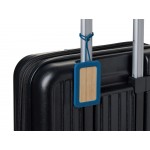 Бамбуковая багажная бирка с силиконовым чехлом Тагу, темно-синий