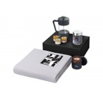 Подарочный набор c пледом, френчпрессом, чаем и медом, серый