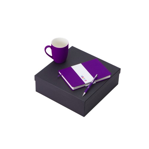 Подарочный набор с блокнотом С2, металлической ручкой и кружкой, фиолетовый