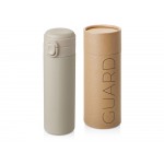 Вакуумная термокружка Waterline c кнопкой Guard, 400 мл, тубус, бежевый