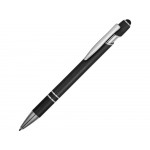 Ручка металлическая soft-touch шариковая со стилусом Sway, черный/серебристый (P)