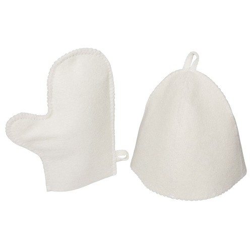 Банный набор из шапки и рукавицы Renew, белый