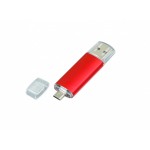 USB-флешка на 32 Гб.c дополнительным разъемом Micro USB, красный