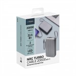 Внешний АКБ NRG Turbo Cable 20000 mAh, 22,5Вт, графит, Deppa