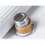 Термобутылка Нобук из переработанной нержавеющей стали, с бамбуковой крышкой, белый