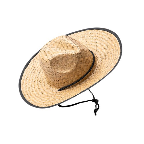 Шляпа из натуральной соломы MUNDAK/СИЕСТА с регулируемой завязкой, бежевый/черный