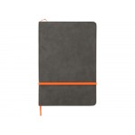 Блокнот Color линованный А5 в твердой обложке с резинкой, серый/оранжевый (P)