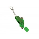 USB-флешка на 8 Гб 2 в 1 поворотный механизм, c дополнительным разъемом Type-C с одноцветным металлическим клипом, зеленый