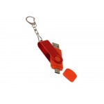 USB-флешка на 64 Гб 2 в 1 поворотный механизм, c дополнительным разъемом Type-C с одноцветным металлическим клипом, красный