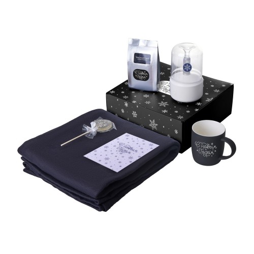 Подарочный набор с пледом, увлажнителем и кружкой, черный