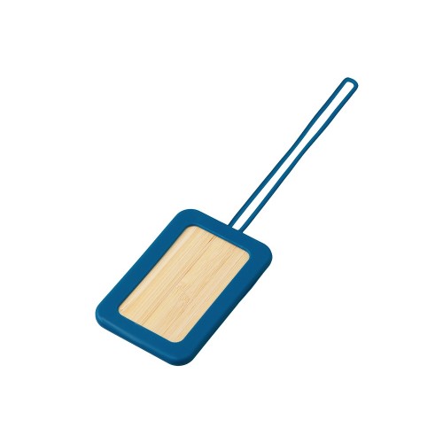 Бамбуковая багажная бирка с силиконовым чехлом Тагу, темно-синий