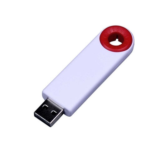 USB-флешка промо на 16 Гб прямоугольной формы, выдвижной механизм, красный