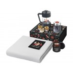 Подарочный набор c пледом, френчпрессом, чаем и медом, серый