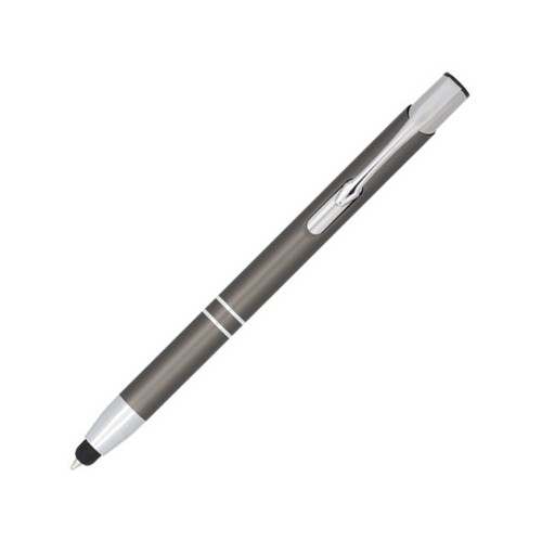 Шариковая кнопочная ручка-стилус Moneta из анодированного алюминия, серый