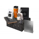 Подарочный набор c термокружкой, чаем, кофе и блокнотом, оранжевый