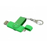 Флешка с поворотным механизмом, c дополнительным разъемом Micro USB, 32 Гб, зеленый