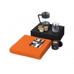 Подарочный набор c пледом, френчпрессом, чаем и медом, оранжевый