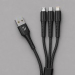 Дата-кабель Armor 3 в 1: micro USB, USB-C, Ligthning, 1.2м, черный, Deppa