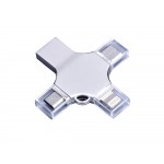 USB-флешка на 32 Гб 4 в 1 поворотный механизм, c дополнительными разъемами MicroUSB, TypeC и Lightning, серебристый