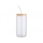 Ёмкость Mirage из боросиликатного стекла объемом 500 мл с одинарными стенками и крышкой из бамбука - Прозрачный