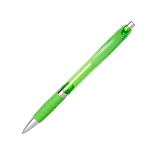 Шариковая полупрозрачная ручка Turbo с резиновой накладкой, лайм