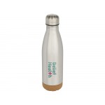 Бутылка для воды Cove из нержавеющей стали с двойными стенками и вакуумной изоляцией, объемом 500 мл, с пробковыми деталями - Matted silver