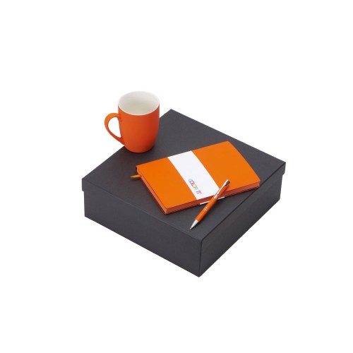 Подарочный набор с блокнотом С1, металлической ручкой и кружкой, оранжевый