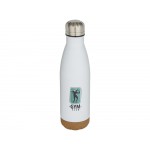 Бутылка для воды Cove из нержавеющей стали с двойными стенками и вакуумной изоляцией, объемом 500 мл, с пробковыми деталями - Белый