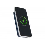 Магнитный беспроводной внешний аккумулятор со встроенными кабелями Мэни,быстаря зарядка, 10000 мАч, тёмно-синий