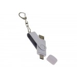 USB-флешка на 64 Гб 2 в 1 поворотный механизм, c дополнительным разъемом Type-C с одноцветным металлическим клипом, белый