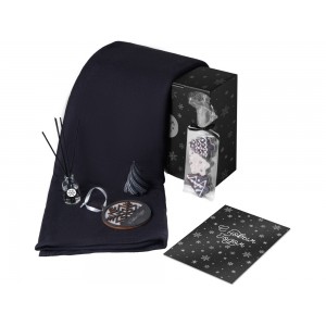 Подарочный набор с пледом, свечой и диффузором, черный