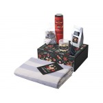 Подарочный набор c пледом, термосом, свечой и миндалем, красный