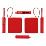 Внешний аккумулятор со встроенным кабелем USB-C Дэнси, 5000 мАч, красный